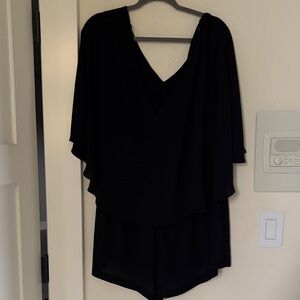 Elegant Black V-Neck Romper- very forgiving